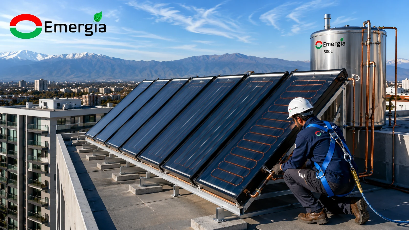 Colector solar térmico en tejado